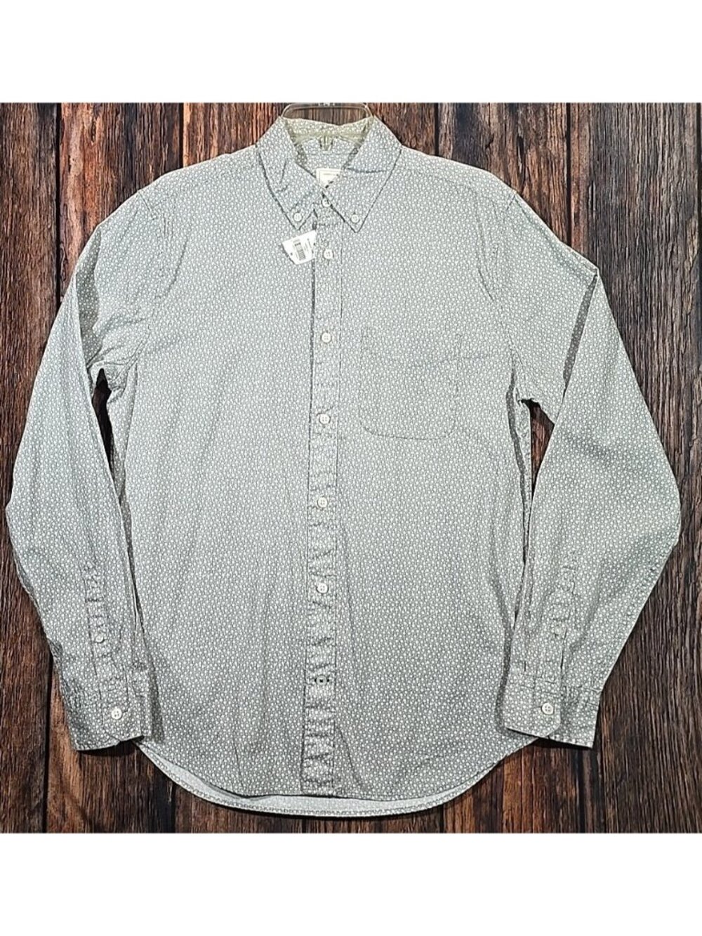 GAP Floral Button Down Shirt Light Gray Cotton Long Sleeve Lightweight Men M NWT